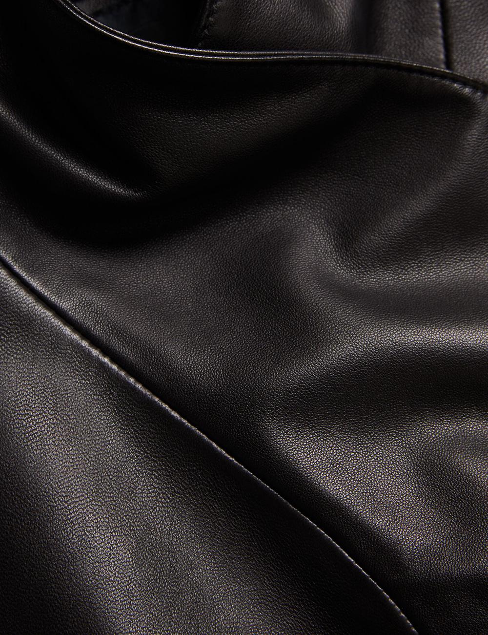 Black Ted Baker RIYOZE - Wrap Front Cropped Leather Women Jackets | Canada  LHT-962435