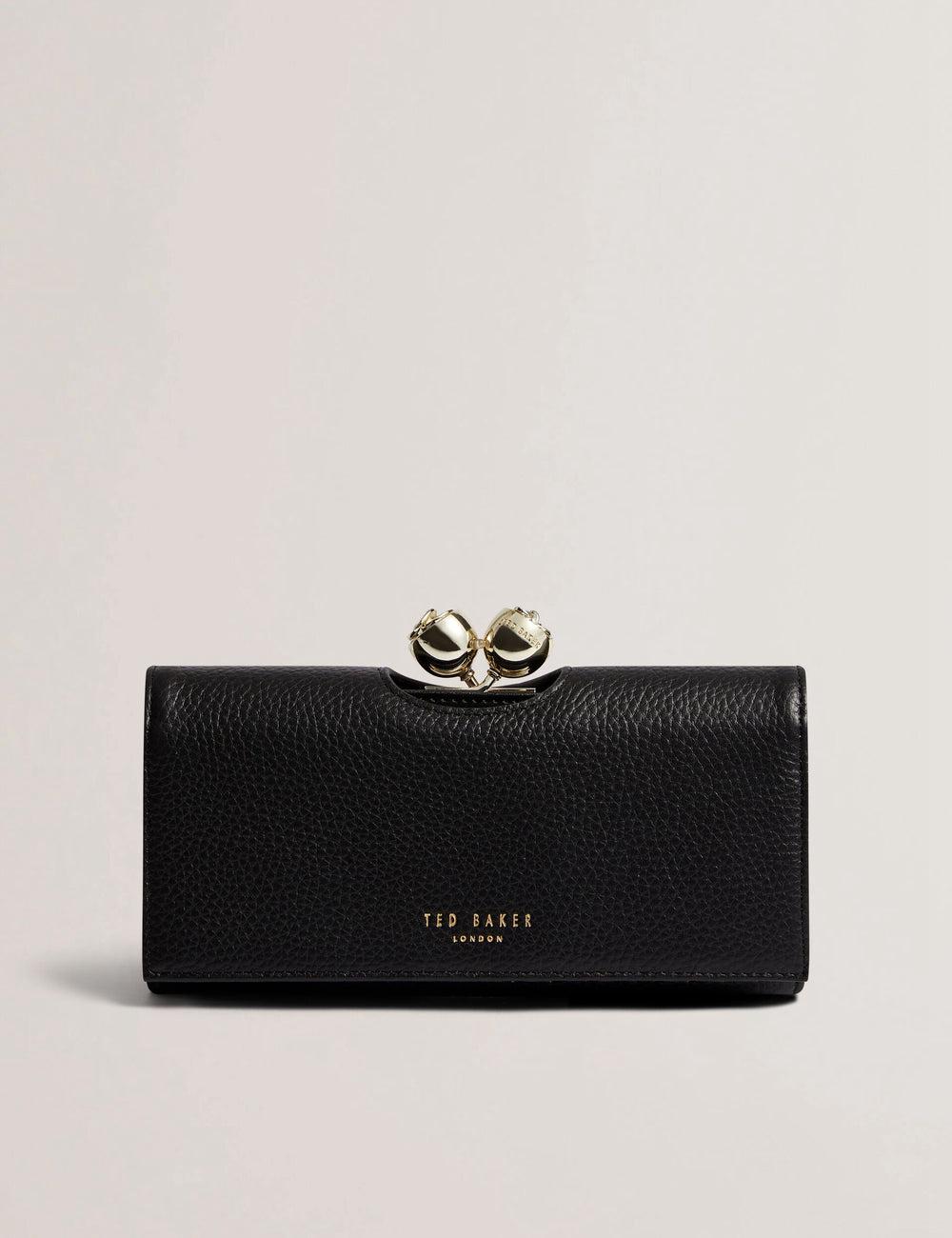 Black Ted Baker ROOSALI - Rose Clasp Large Bifold Leather Women Purses | Canada  MCZ-829743
