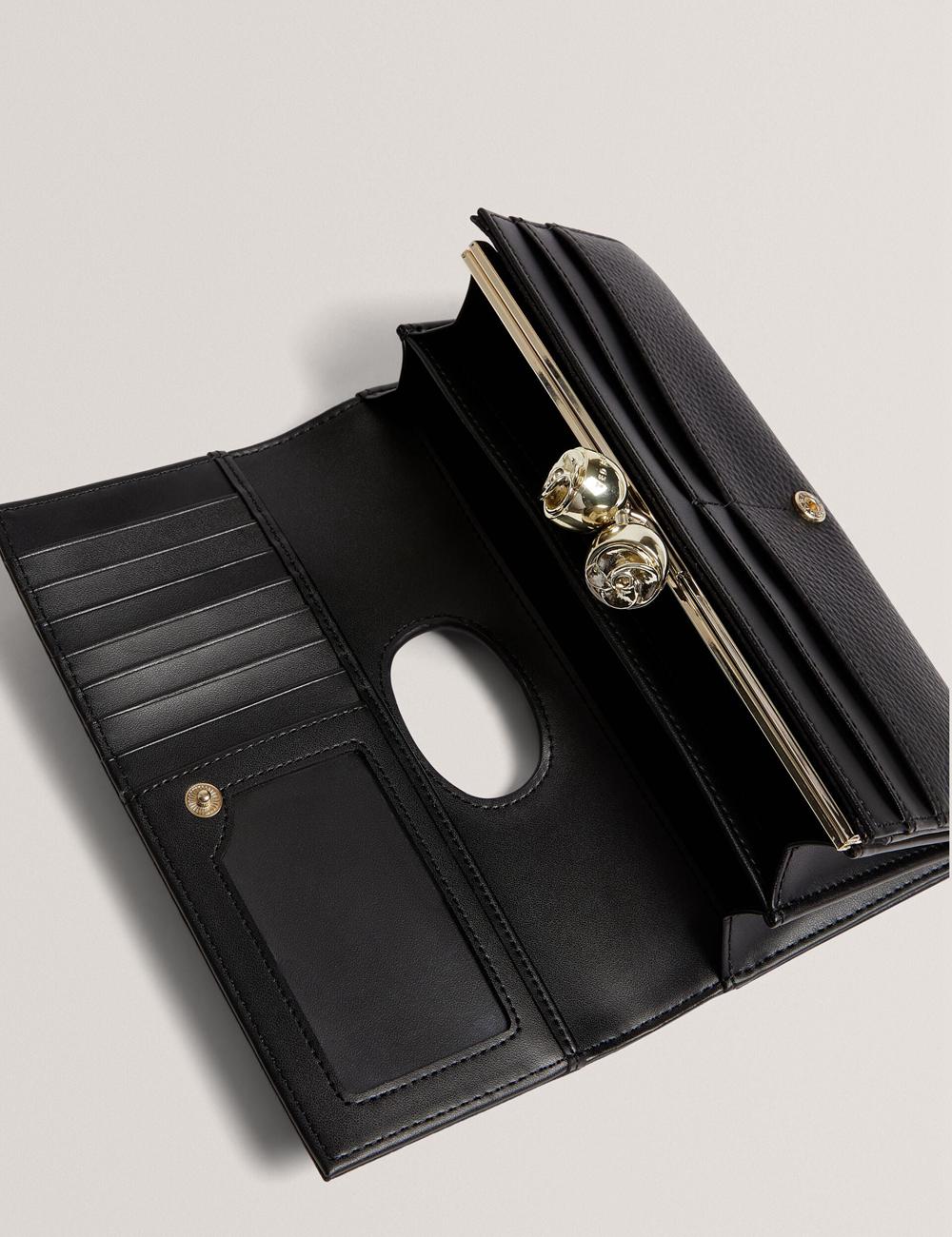 Black Ted Baker ROOSALI - Rose Clasp Large Bifold Leather Women Purses | Canada  MCZ-829743