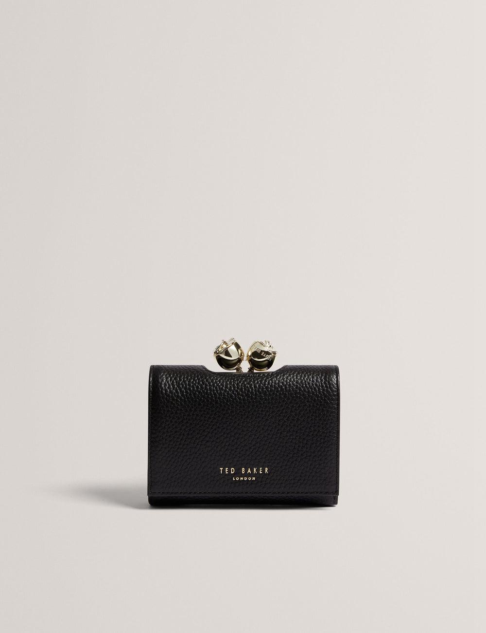 Black Ted Baker ROOSA - Rose Clasp Small Trifold Leather Women Purses | Canada  SFA-825497