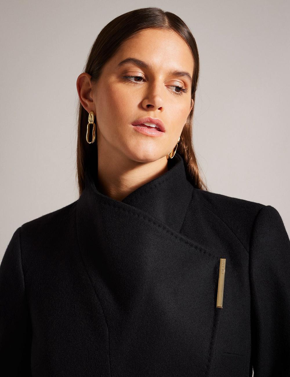 Black Ted Baker ROSESS - Short Belted Wool Wrap Coat Women Jackets | Canada  NCV-948521