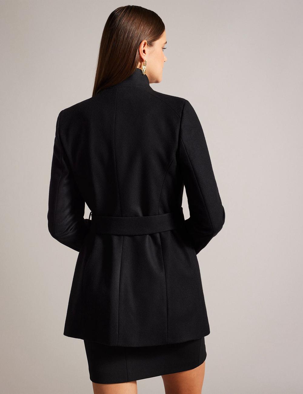 Black Ted Baker ROSESS - Short Belted Wool Wrap Coat Women Jackets | Canada  NCV-948521