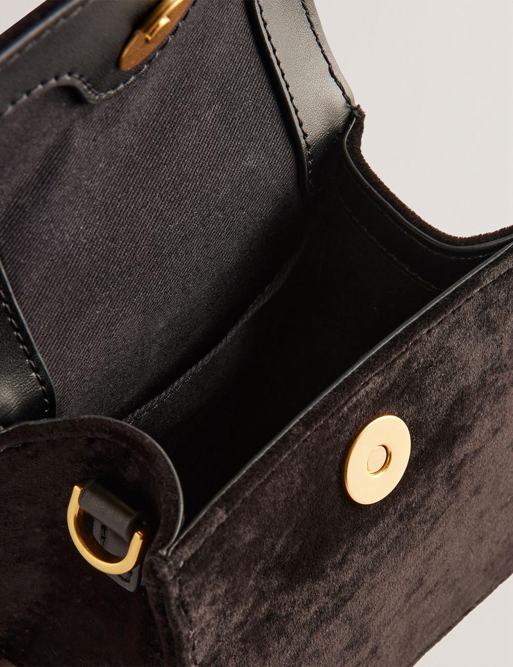 Black Ted Baker ROSIYA - Mini Velvet Rose Detail Top Handle Women Crossbody Bags | Canada  ANO-854162