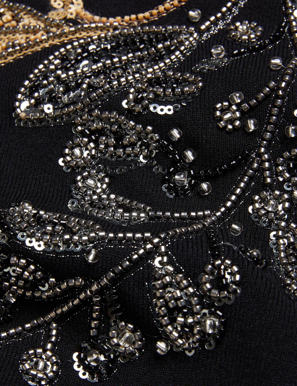Black Ted Baker ROSMRRY - Embellished Floral Detail Knitted Women Jumpers | Canada  PYK-094358