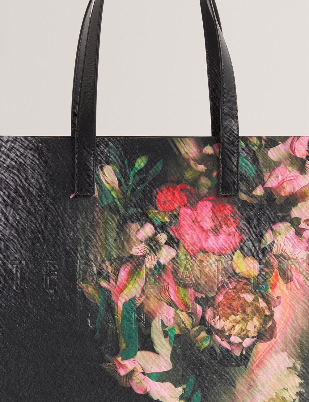 Black Ted Baker SALIINA - Floral Print Wide Icon Women Tote Bags | Canada  EIR-239045