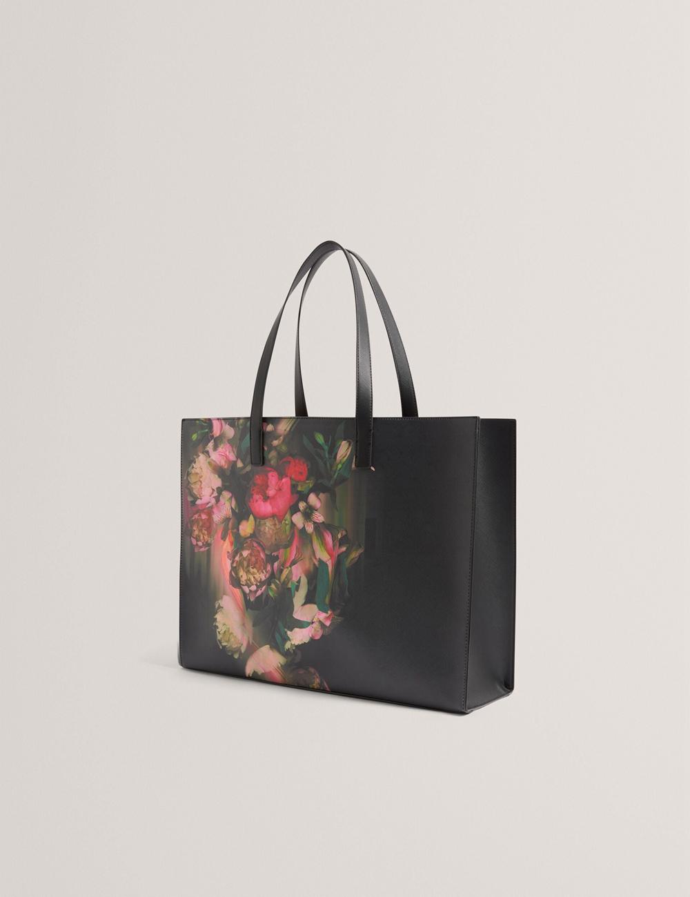Black Ted Baker SALIINA - Floral Print Wide Icon Women Tote Bags | Canada  EIR-239045