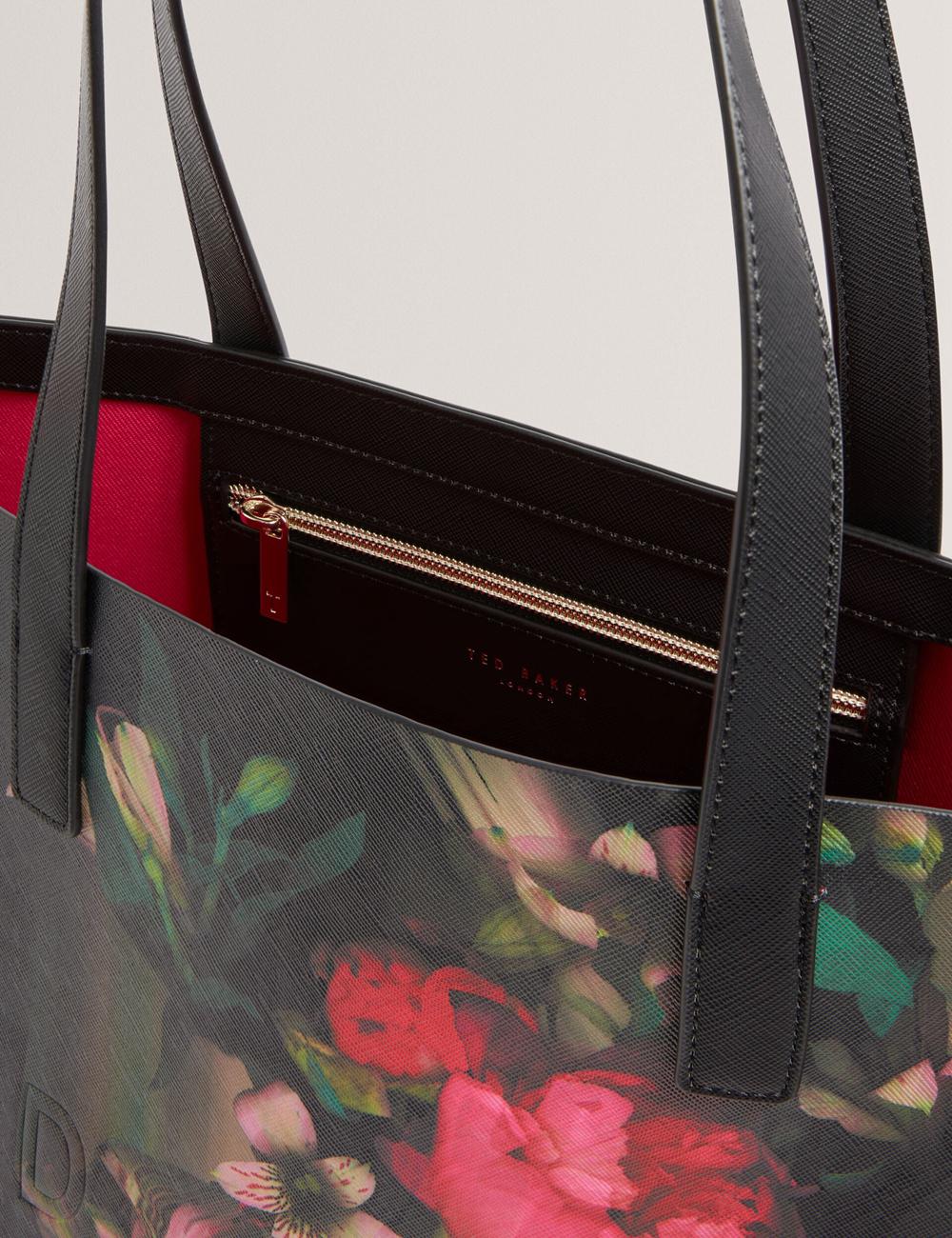 Black Ted Baker SALIINA - Floral Print Wide Icon Women Tote Bags | Canada  EIR-239045