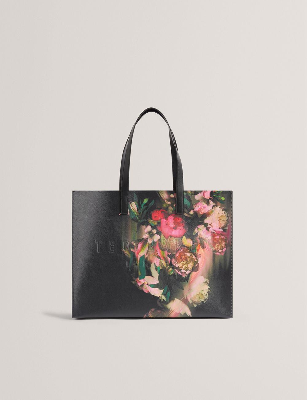 Black Ted Baker SALIINA - Floral Print Wide Icon Women Tote Bags | Canada  EIR-239045