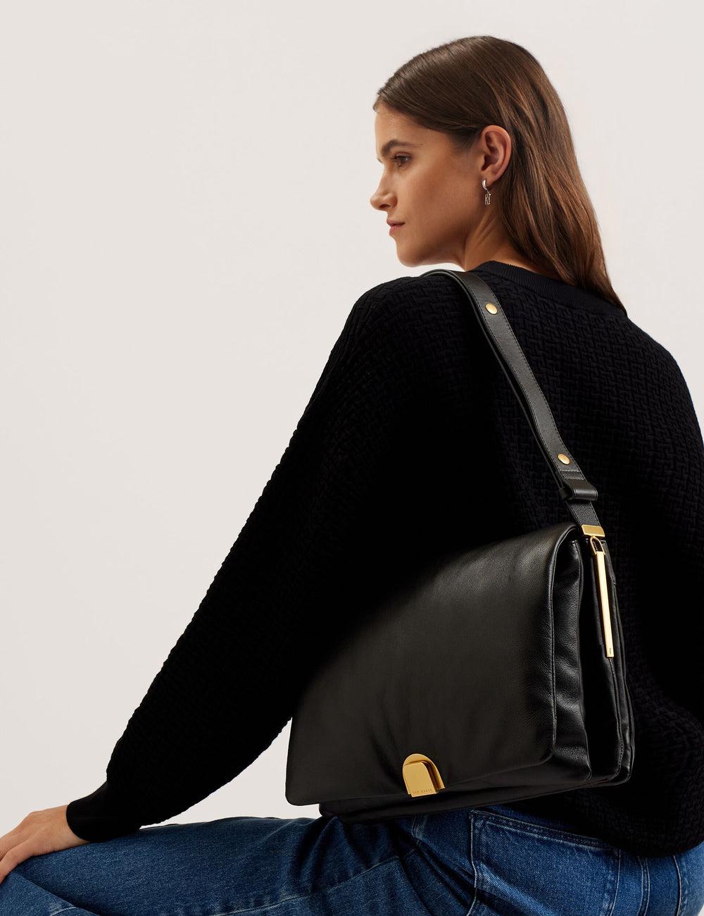 Black Ted Baker SAMILLA - Large Puffy Leather With Lock Women Shoulder Bags | Canada  KVU-687593
