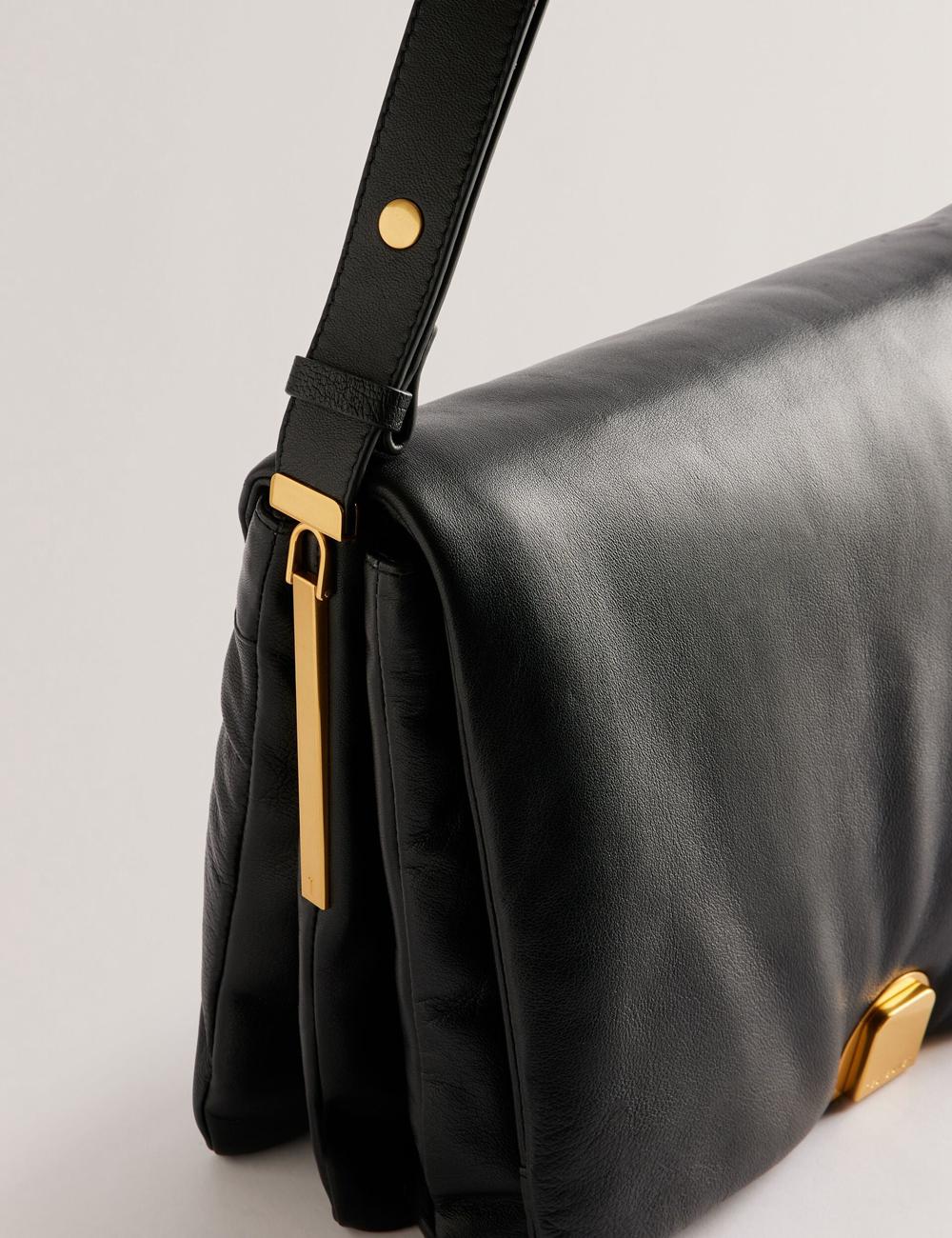 Black Ted Baker SAMILLA - Large Puffy Leather With Lock Women Shoulder Bags | Canada  KVU-687593