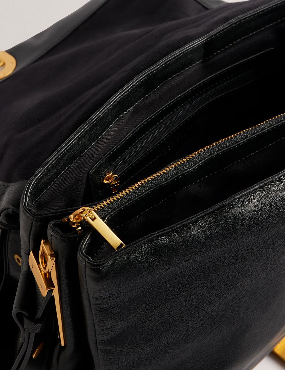 Black Ted Baker SAMILLA - Large Puffy Leather With Lock Women Shoulder Bags | Canada  KVU-687593