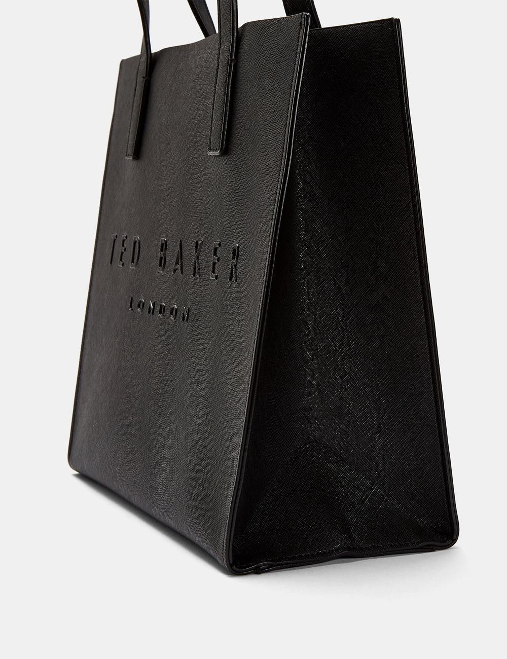 Black Ted Baker SEACON - Textured Faux Leather Small Icon Women Tote Bags | Canada  GFO-813562
