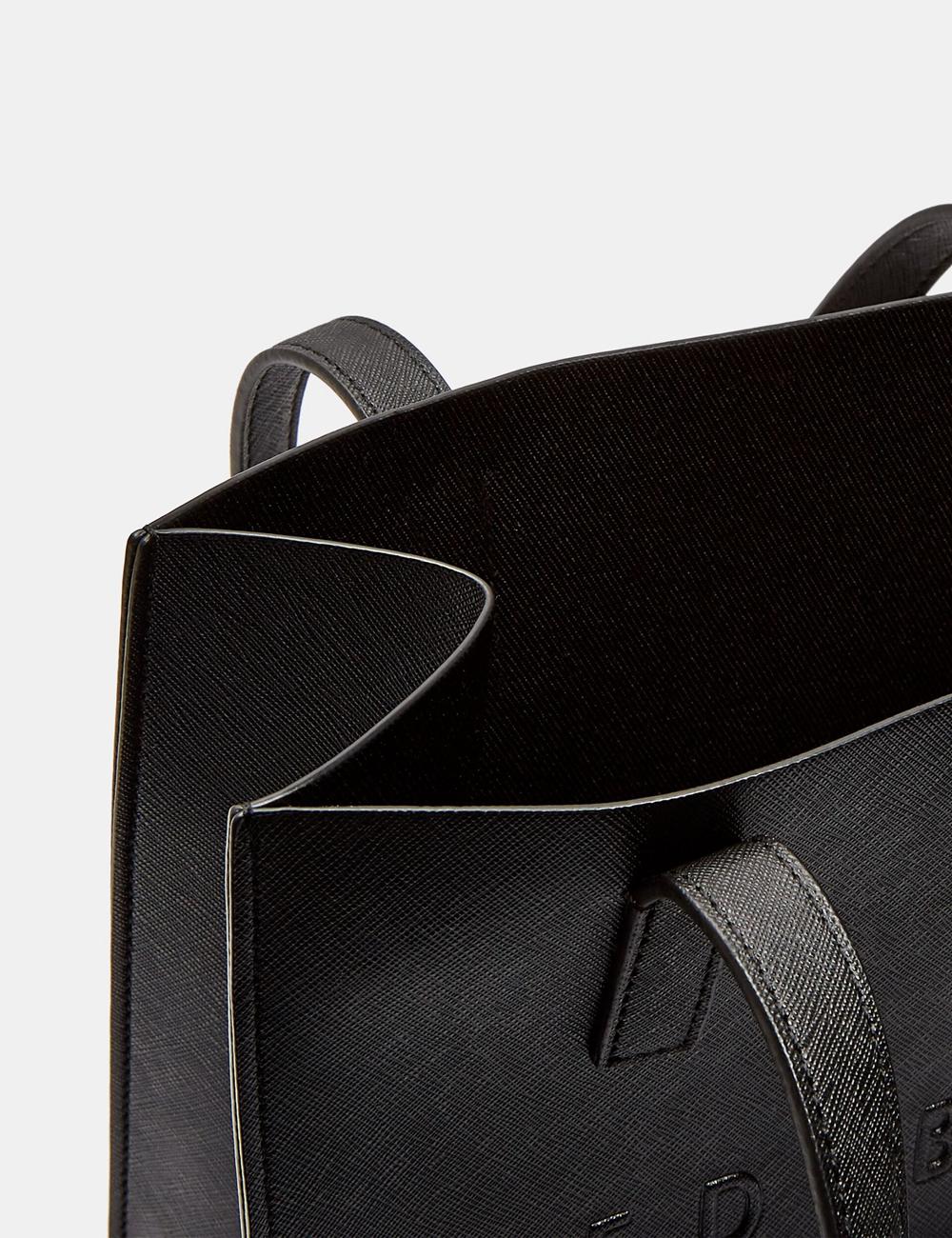 Black Ted Baker SEACON - Textured Faux Leather Small Icon Women Tote Bags | Canada  GFO-813562