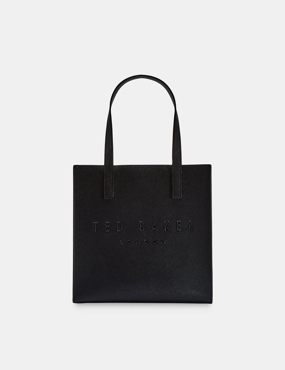 Black Ted Baker SEACON - Textured Faux Leather Small Icon Women Tote Bags | Canada  GFO-813562