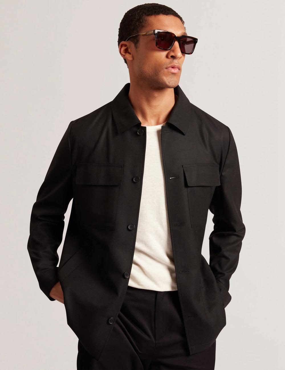 Black Ted Baker SELWYNJ - Lightweight Wool Blend Men Jackets | Canada  RVG-439207