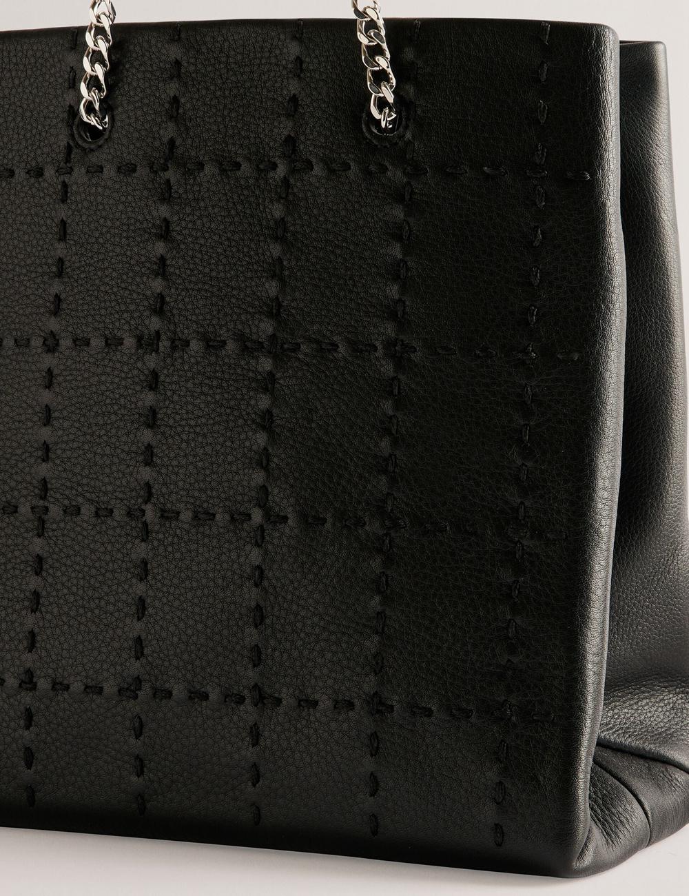 Black Ted Baker STALIA - Stitch Detail Leather Small Women Tote Bags | Canada  YIU-570182
