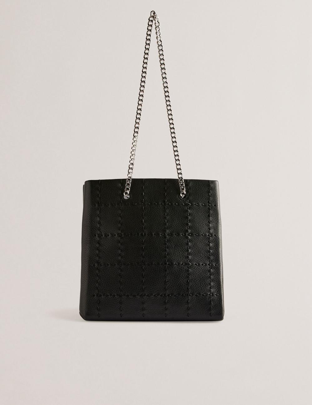 Black Ted Baker STALIA - Stitch Detail Leather Small Women Tote Bags | Canada  YIU-570182