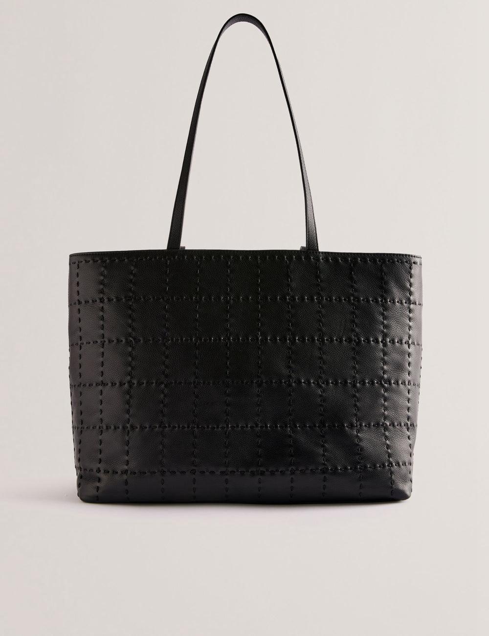 Black Ted Baker STALIE - Stitch Detail Leather Large Shopper Women Shopper Bags | Canada  RMH-046735