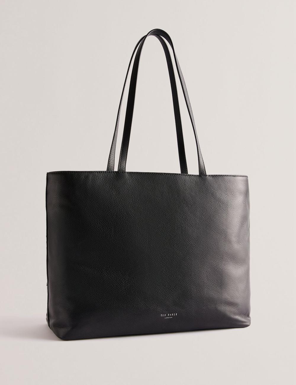Black Ted Baker STALIE - Stitch Detail Leather Large Shopper Women Shopper Bags | Canada  RMH-046735