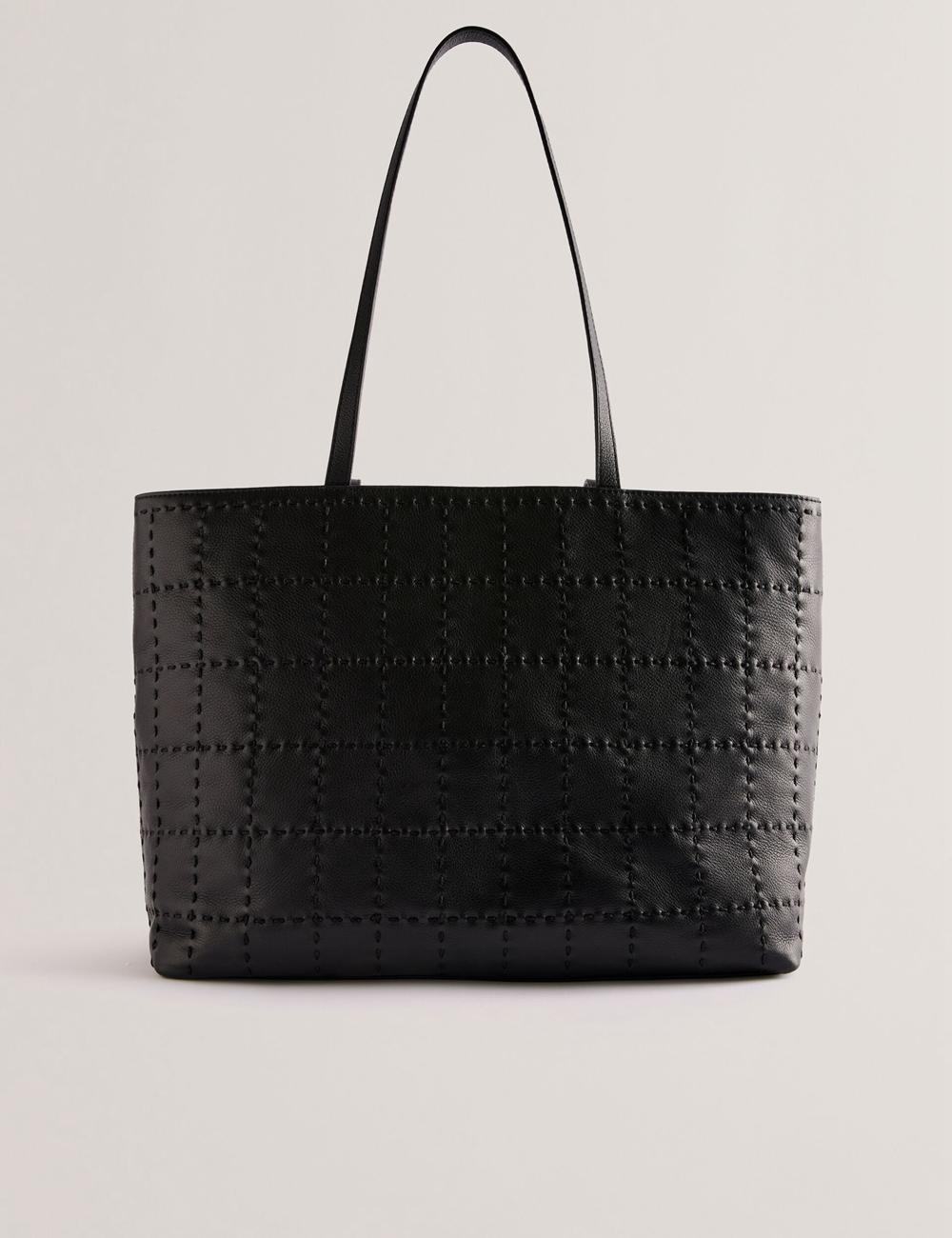 Black Ted Baker STALIE - Stitch Detail Leather Large Shopper Women Shopper Bags | Canada  RMH-046735