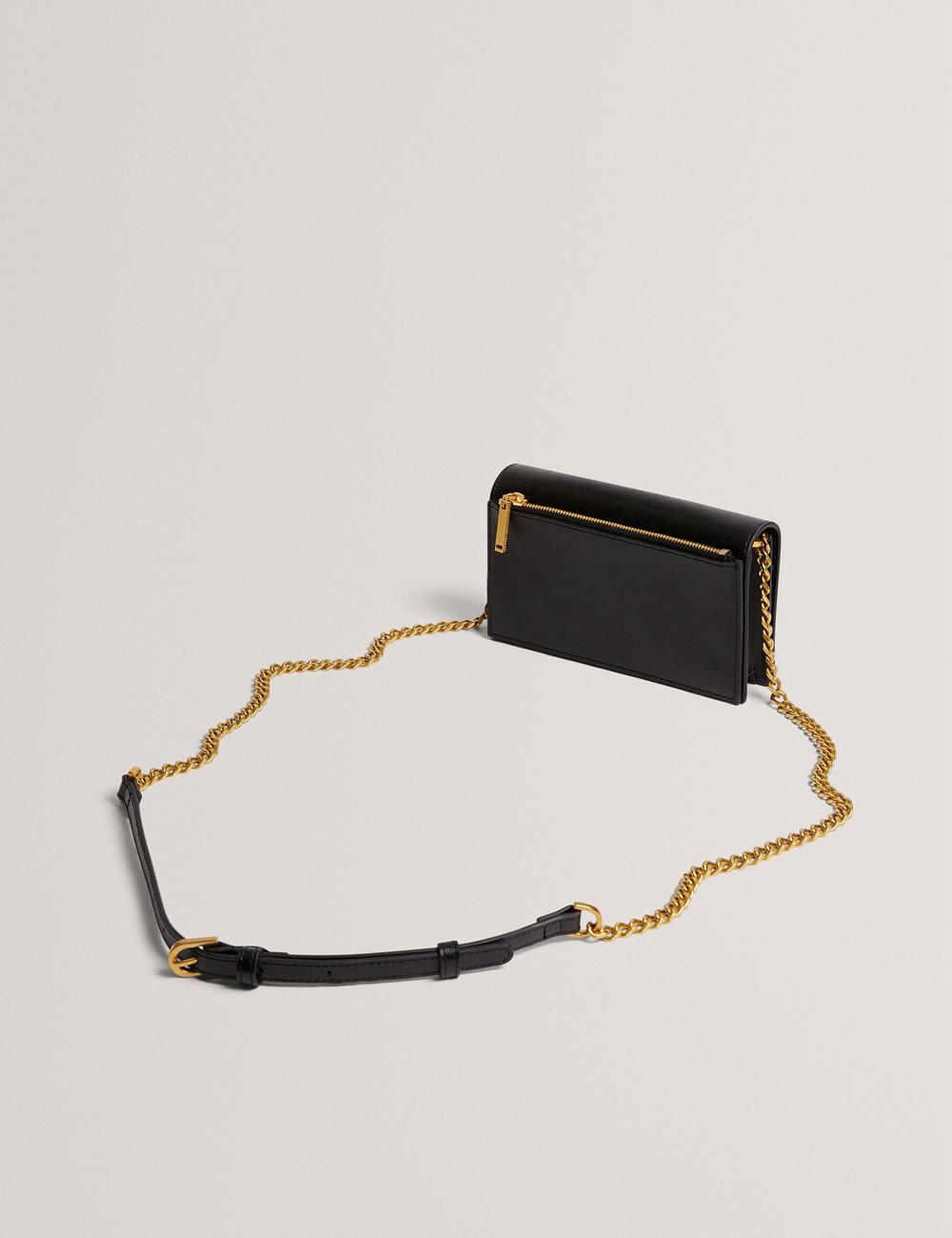 Black Ted Baker TABINA - Leather With Chain Crossbody Strap Women Purses | Canada  EXG-573891