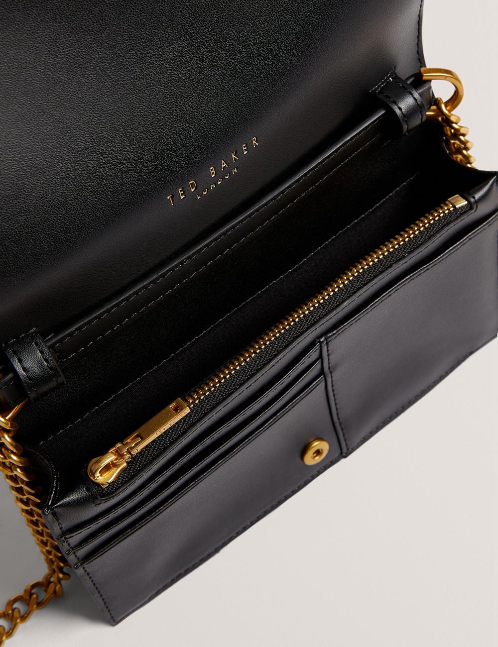 Black Ted Baker TABINA - Leather With Chain Crossbody Strap Women Purses | Canada  EXG-573891