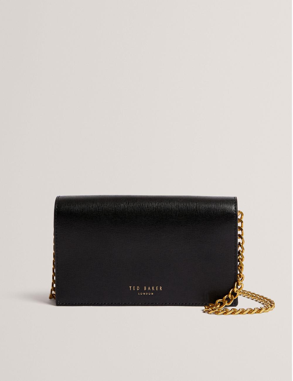 Black Ted Baker TABINA - Leather With Chain Crossbody Strap Women Purses | Canada  EXG-573891