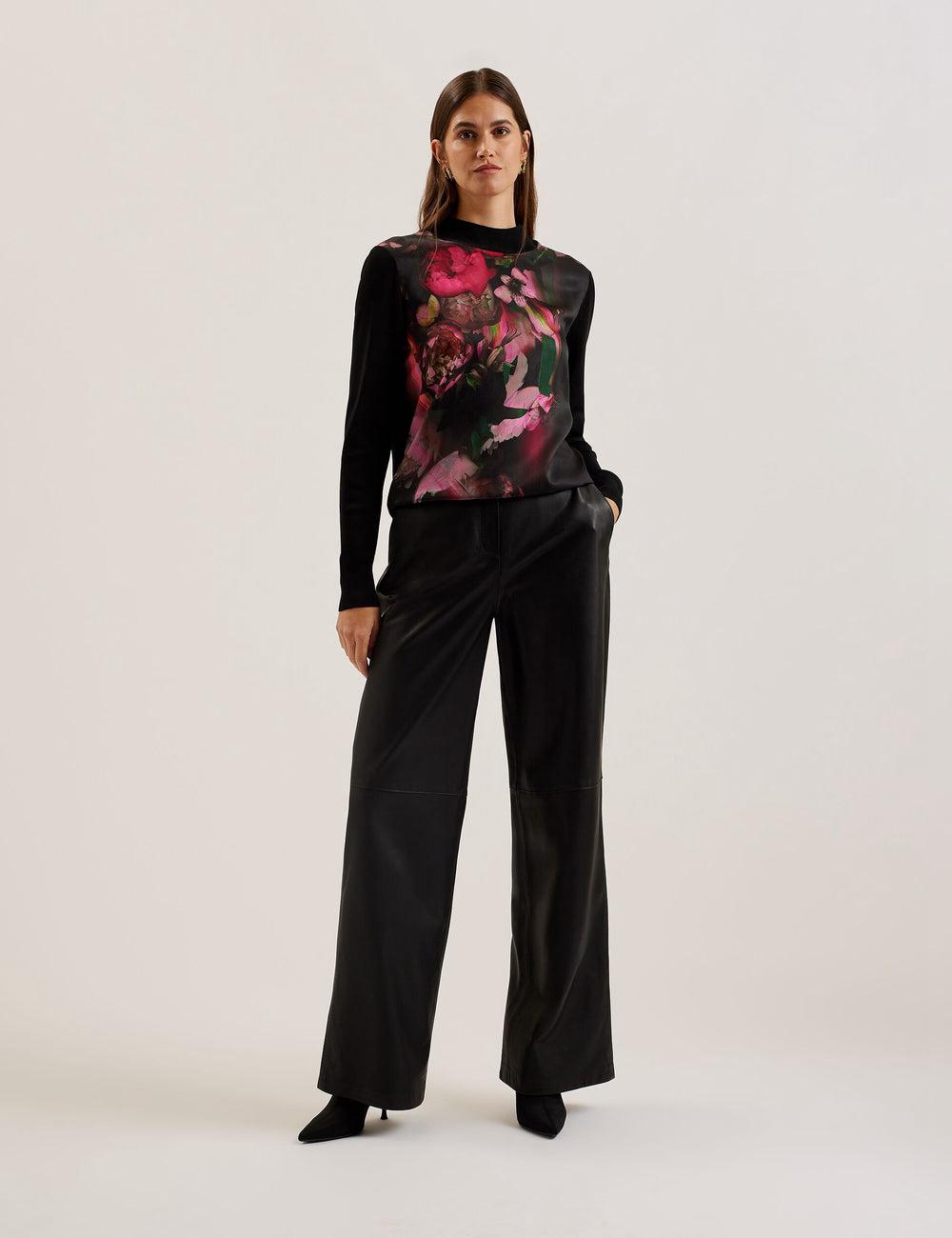 Black Ted Baker TABITHR - Printed Panel Long Sleeve Knit Women Tops | Canada  NXE-537291