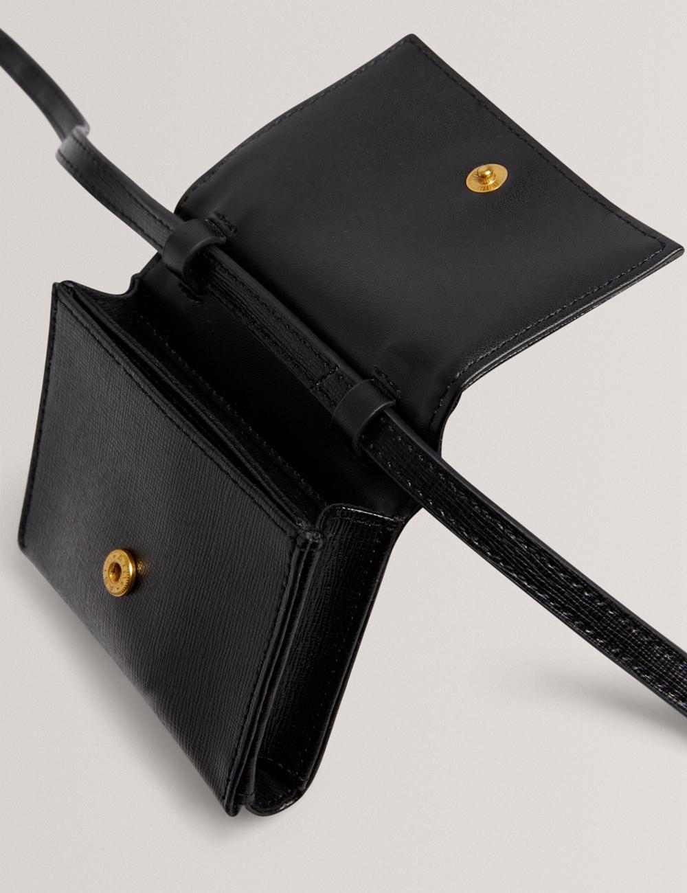 Black Ted Baker TAMZIEE - Leather Crossbody Card Holder Women Crossbody Bags | Canada  BTM-281354