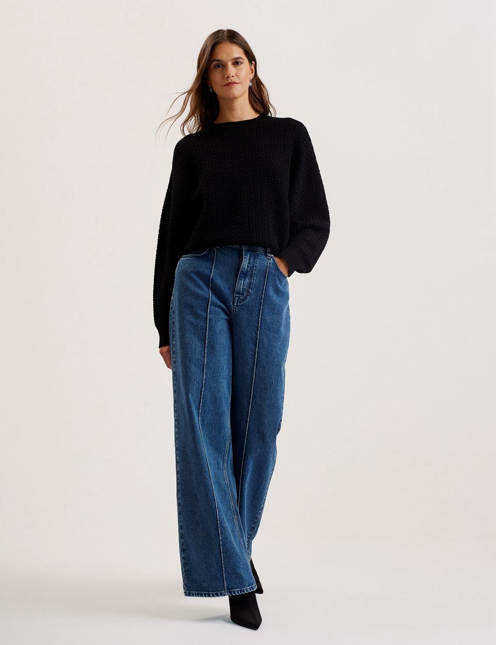 Black Ted Baker TEDTYY - Textured T Jacquard Knitted Women Jumpers | Canada  ASH-182635