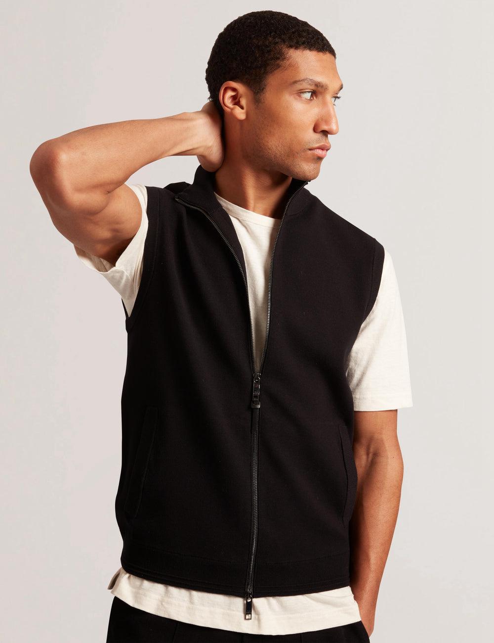 Black Ted Baker TERINCE - Zip-Through Funnel Neck Men Gillets | Canada  QVB-023419