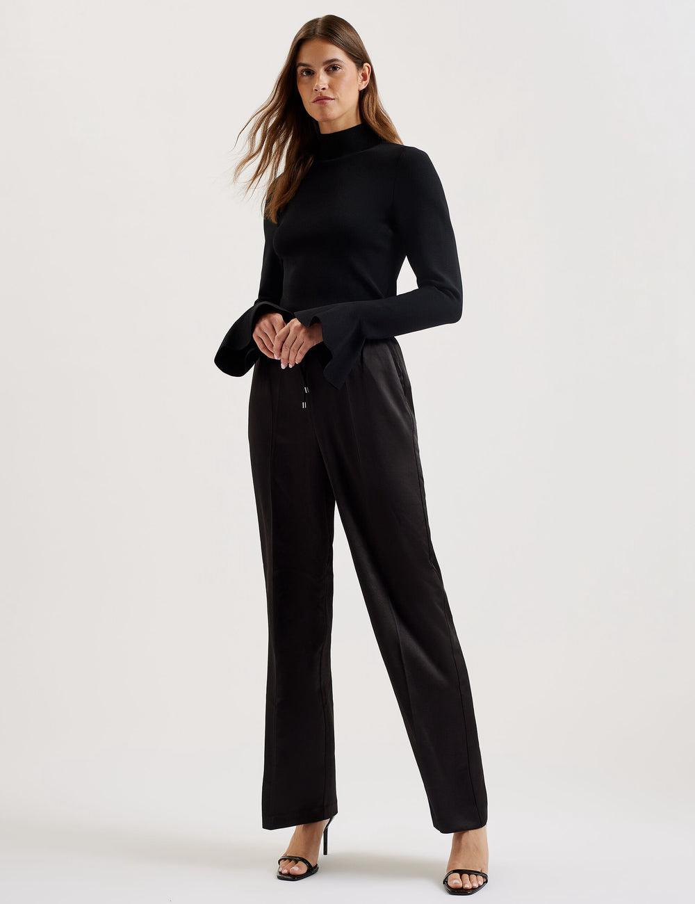 Black Ted Baker UMAIBO - Satin Wide Leg Drawstring Joggers Women Trousers | Canada  VZH-032957