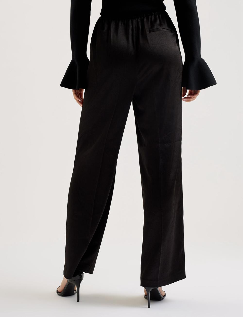 Black Ted Baker UMAIBO - Satin Wide Leg Drawstring Joggers Women Trousers | Canada  VZH-032957