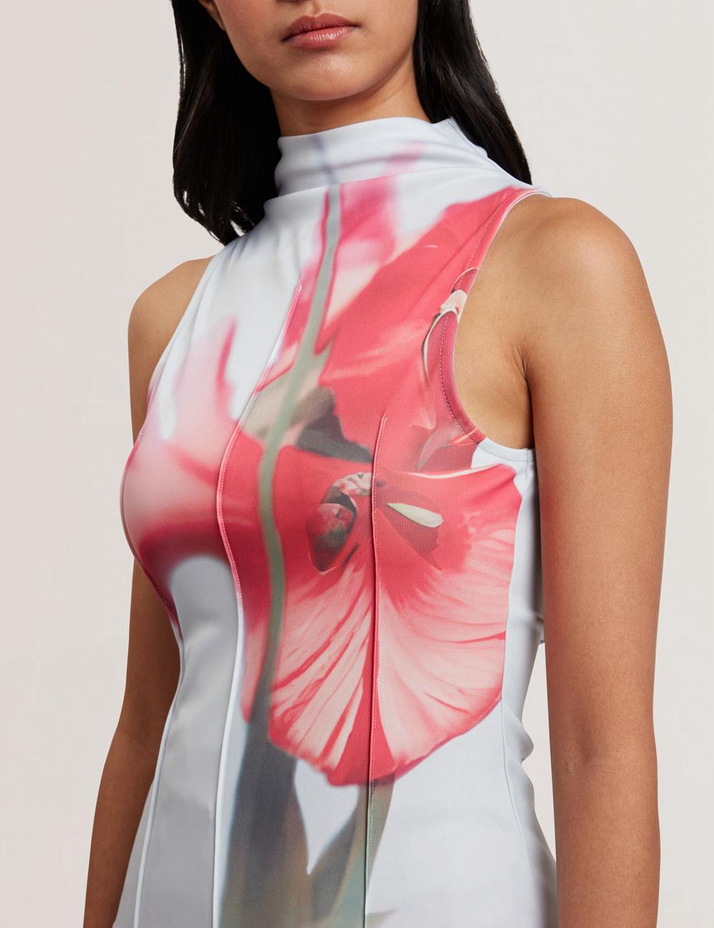Blue Ted Baker HARPLNN - Floral High Neck Jersey Women Tank Tops | Canada  ZHU-574360