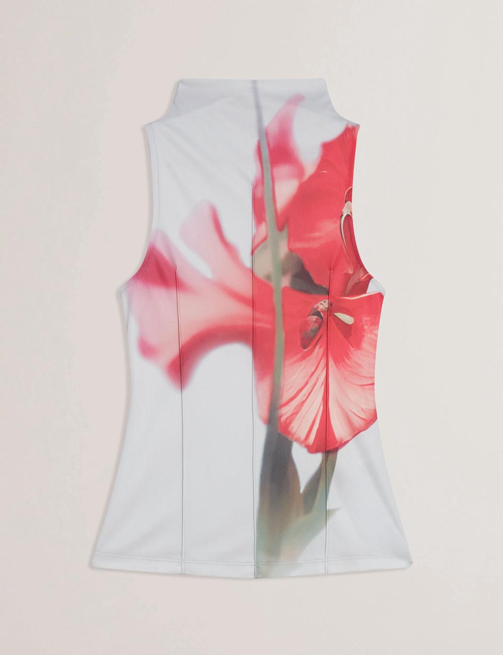 Blue Ted Baker HARPLNN - Floral High Neck Jersey Women Tank Tops | Canada  ZHU-574360