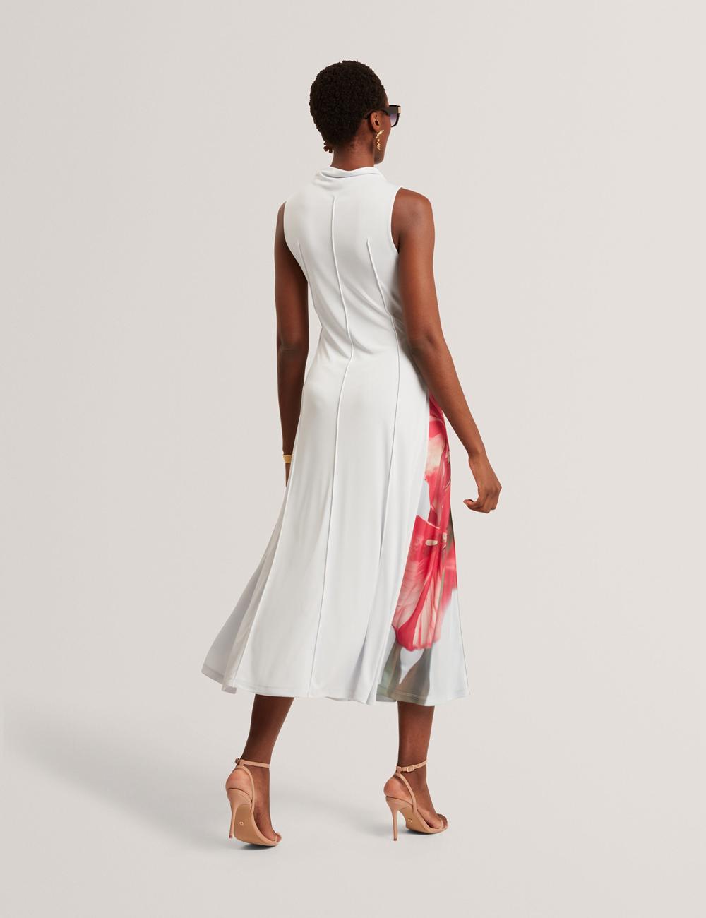 Blue Ted Baker REBEHKA - High Neck Printed Jersey Women Midi Dresses | Canada  PZY-401832