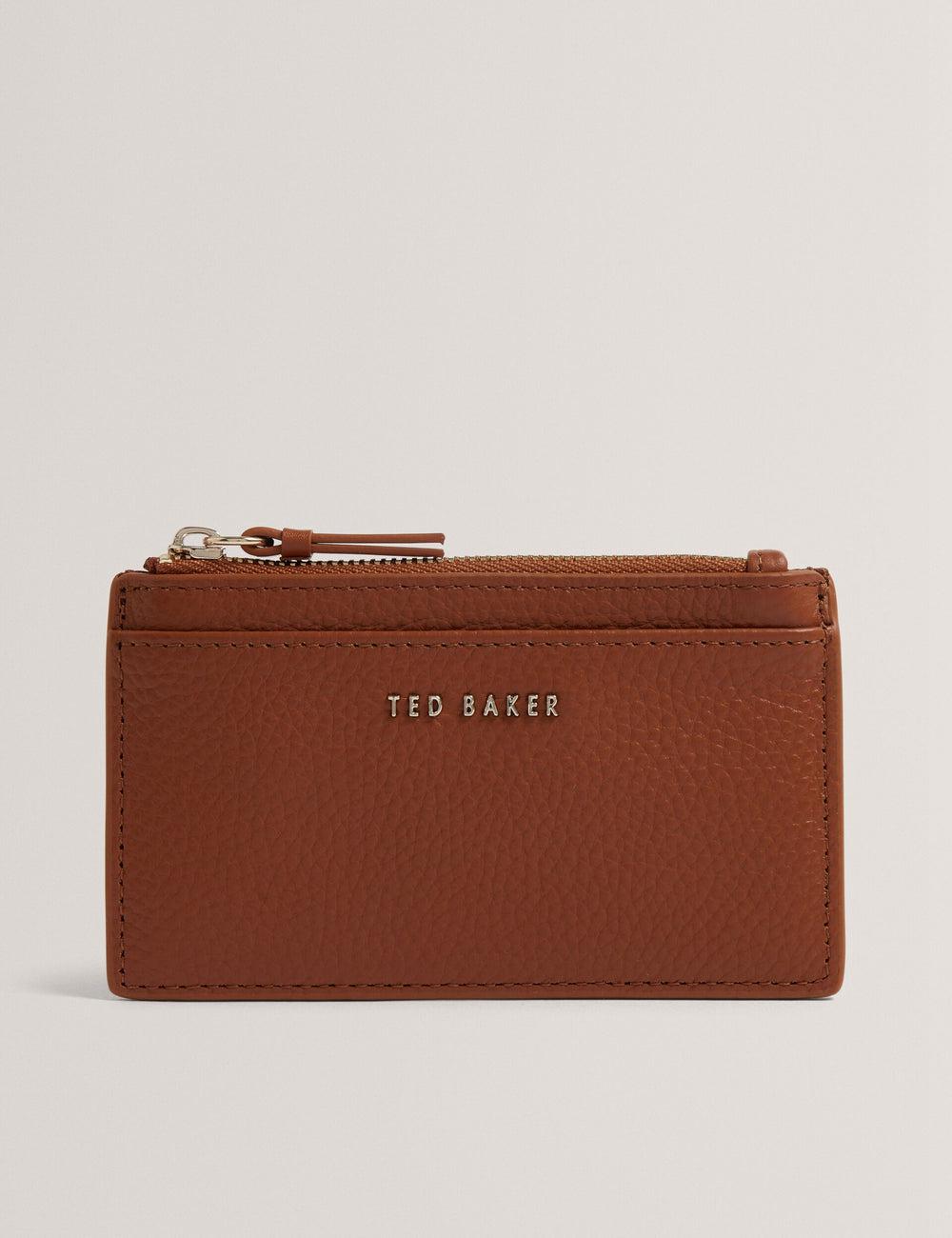 Brown Ted Baker DELFIE - Textured Leather Zipped Card Holder Women Cardholders | Canada  RTE-348165