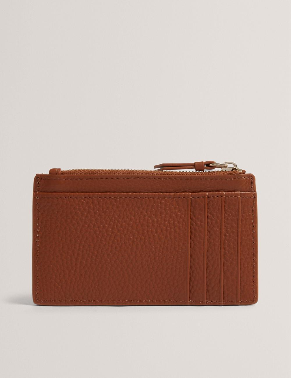 Brown Ted Baker DELFIE - Textured Leather Zipped Card Holder Women Cardholders | Canada  RTE-348165
