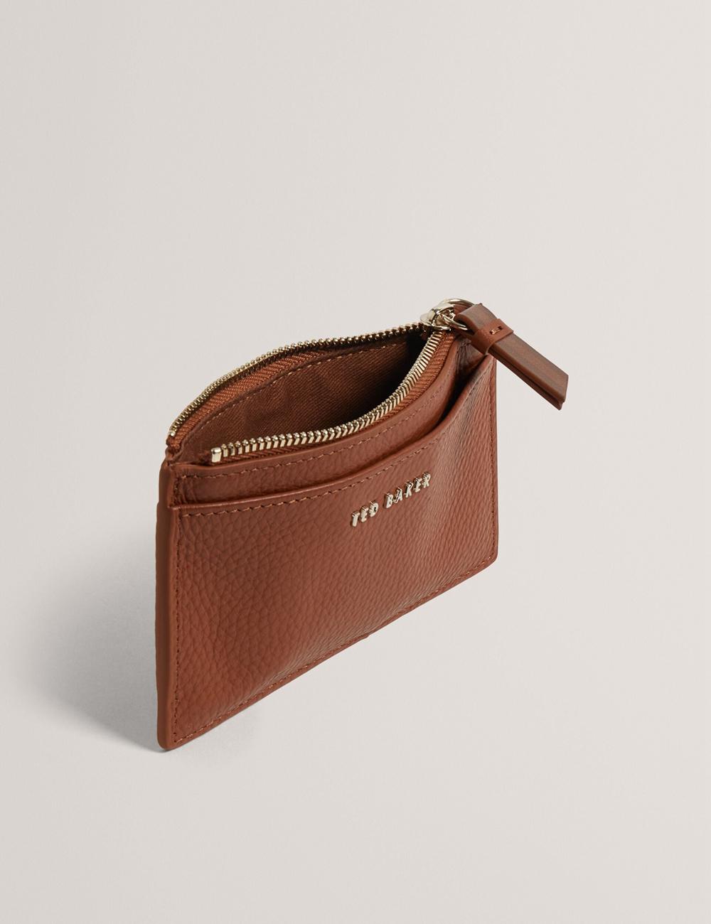 Brown Ted Baker DELFIE - Textured Leather Zipped Card Holder Women Cardholders | Canada  RTE-348165