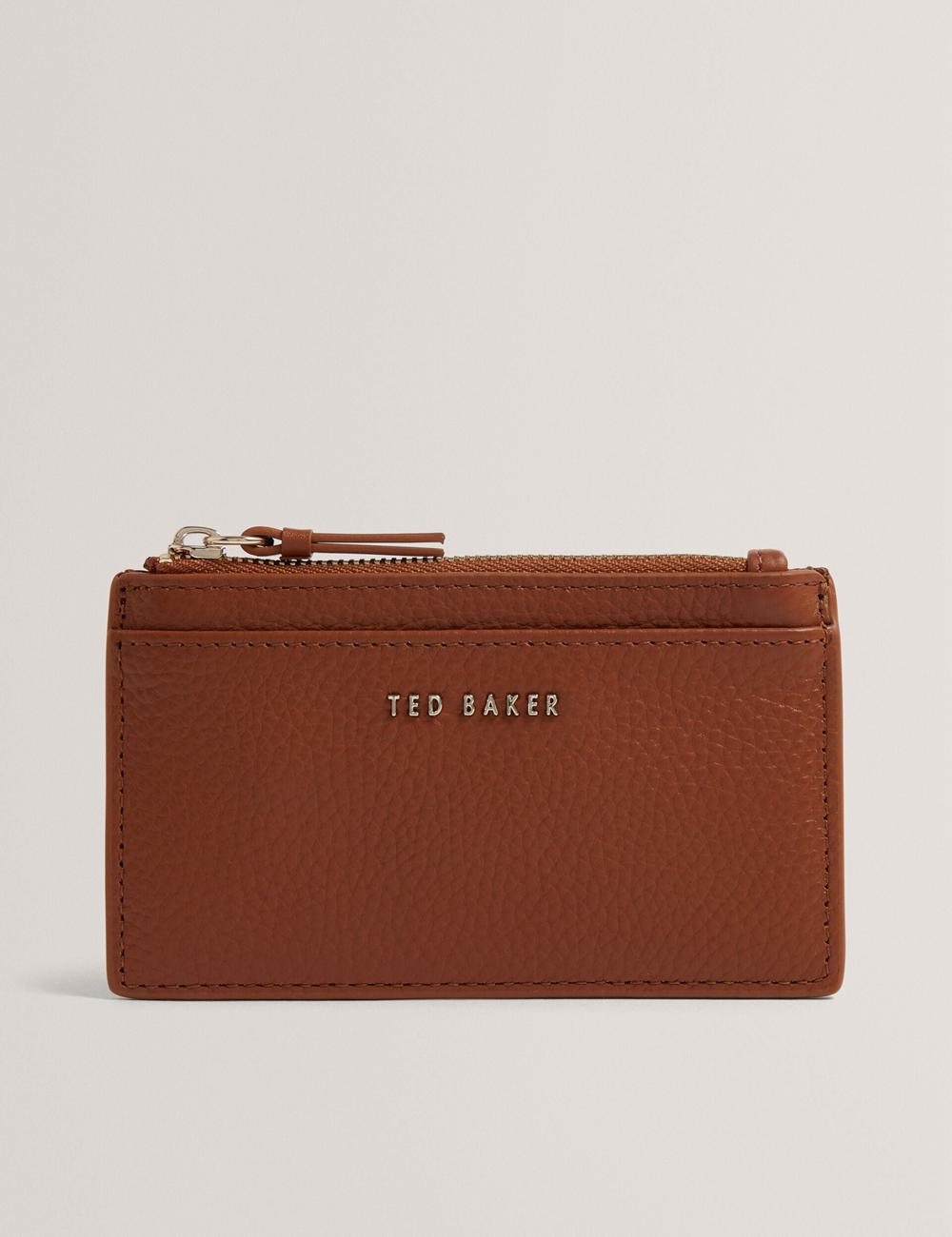 Brown Ted Baker DELFIE - Textured Leather Zipped Card Holder Women Cardholders | Canada  RTE-348165