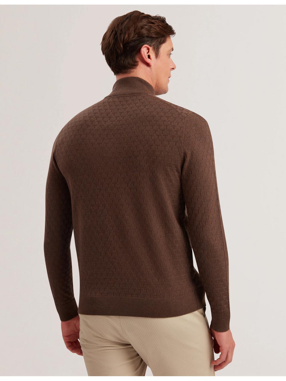 Brown Ted Baker KURNLE - T Knit Half Zip Funnel Neck Men Jumpers | Canada  FEG-537269