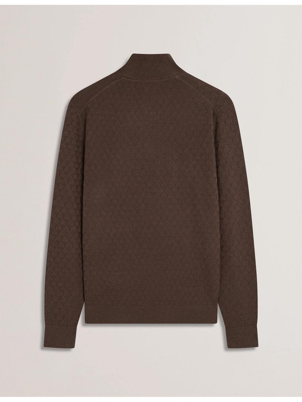 Brown Ted Baker KURNLE - T Knit Half Zip Funnel Neck Men Jumpers | Canada  FEG-537269