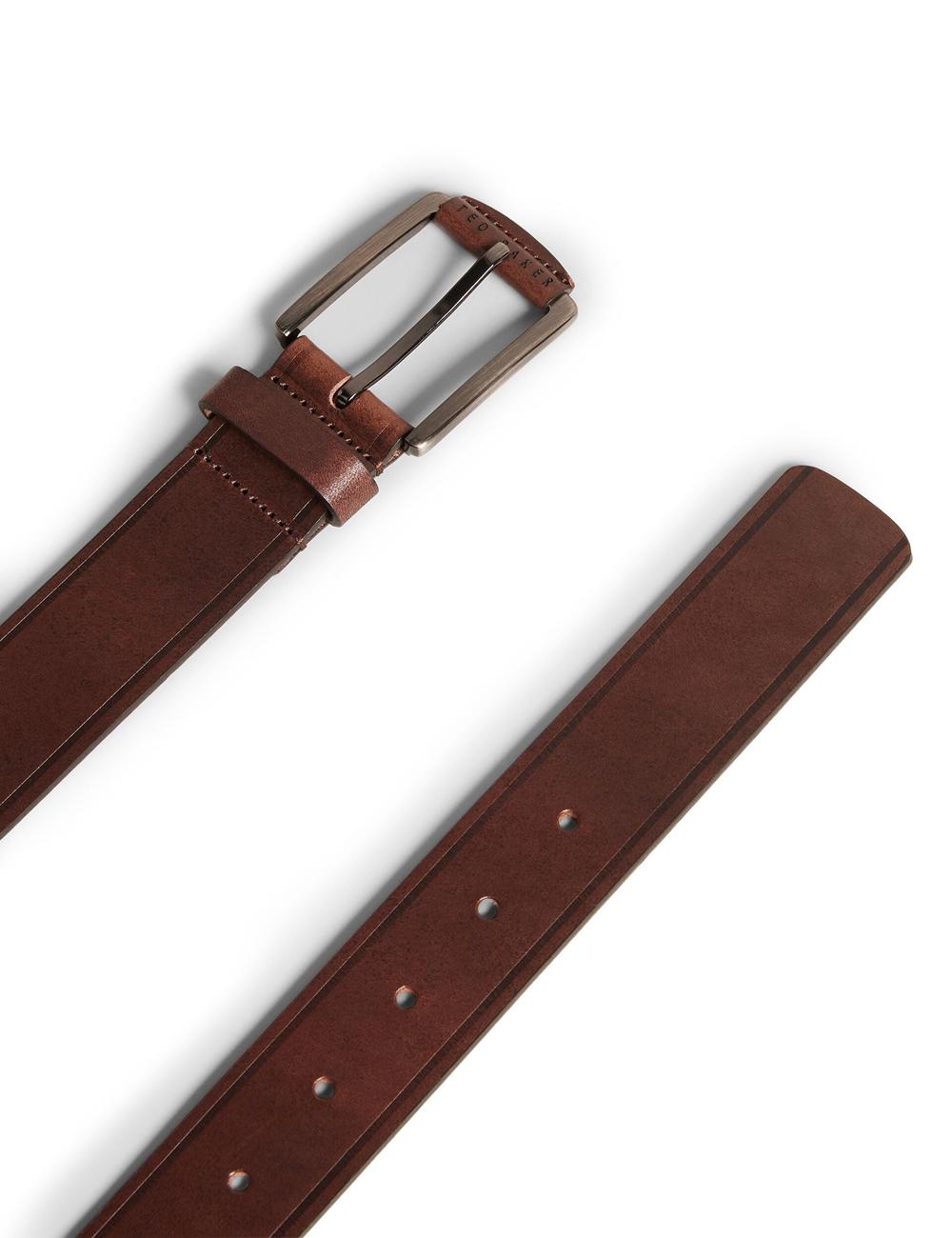 Brown Ted Baker LINDED - Debossed Detail Smooth Leather Men Belts | Canada  TNS-869350