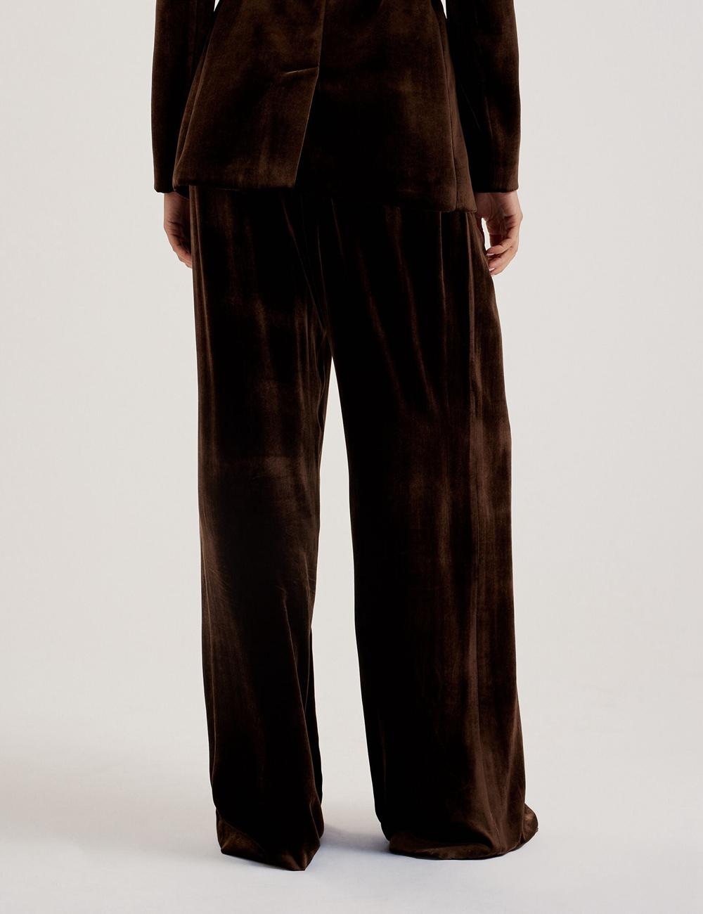 Brown Ted Baker MOMIJIT - Velvet Pleated Wide Leg Women Trousers | Canada  UQN-210486