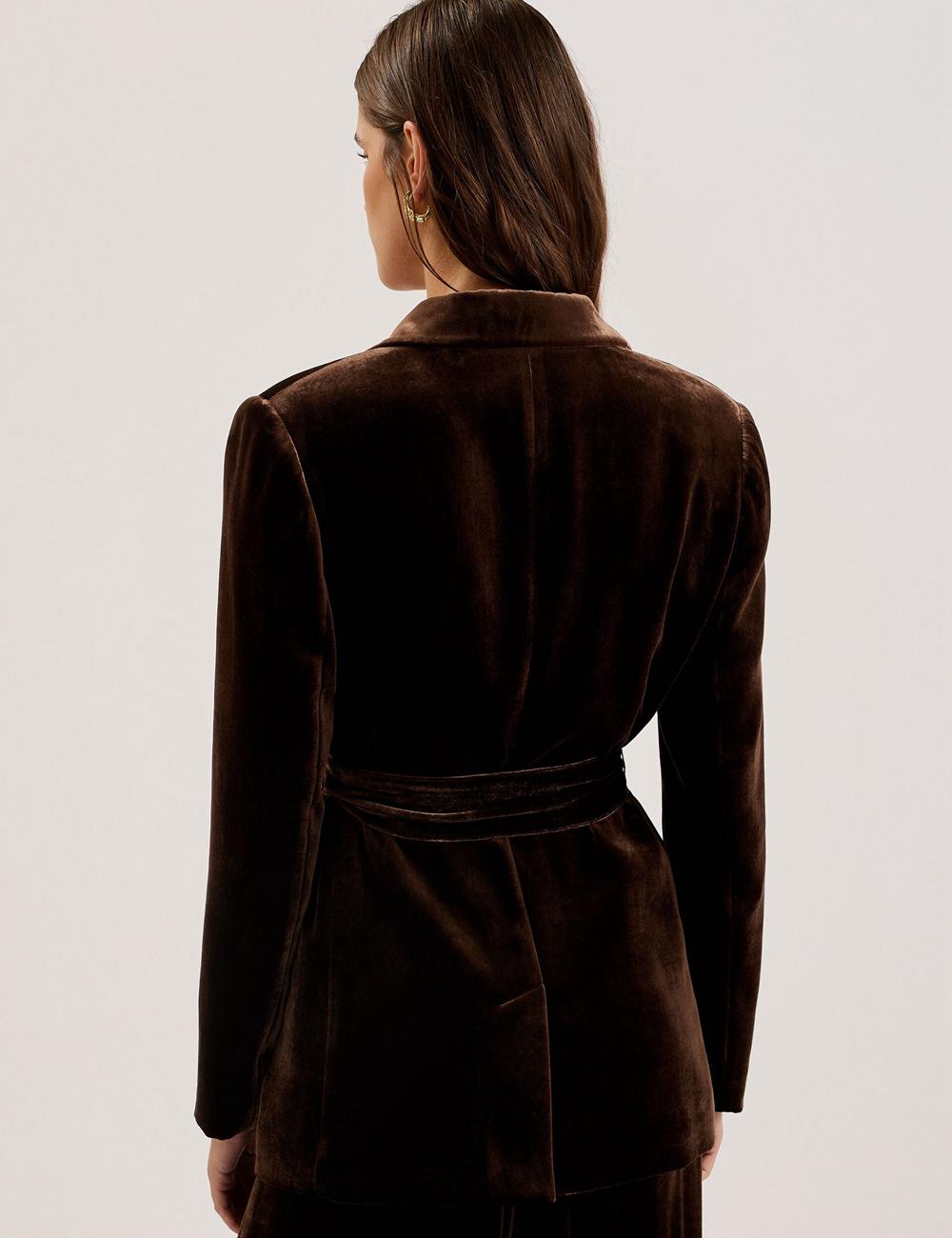 Brown Ted Baker MOMIJI - Velvet Waist Single Breasted Women Blazers | Canada  PEO-782149