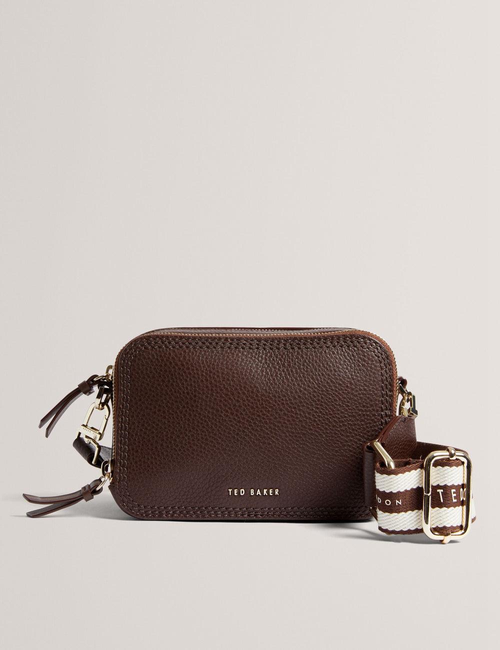 Brown Ted Baker WILLSA - Branded Webbing Mini Leather Camera Women Camera Bag | Canada  FZX-539624