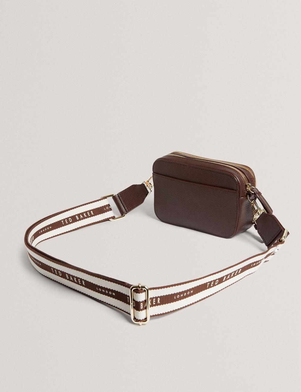 Brown Ted Baker WILLSA - Branded Webbing Mini Leather Camera Women Camera Bag | Canada  FZX-539624