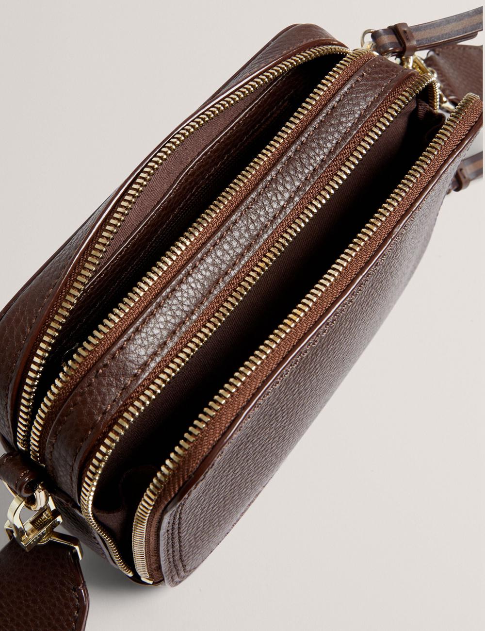 Brown Ted Baker WILLSA - Branded Webbing Mini Leather Camera Women Camera Bag | Canada  FZX-539624