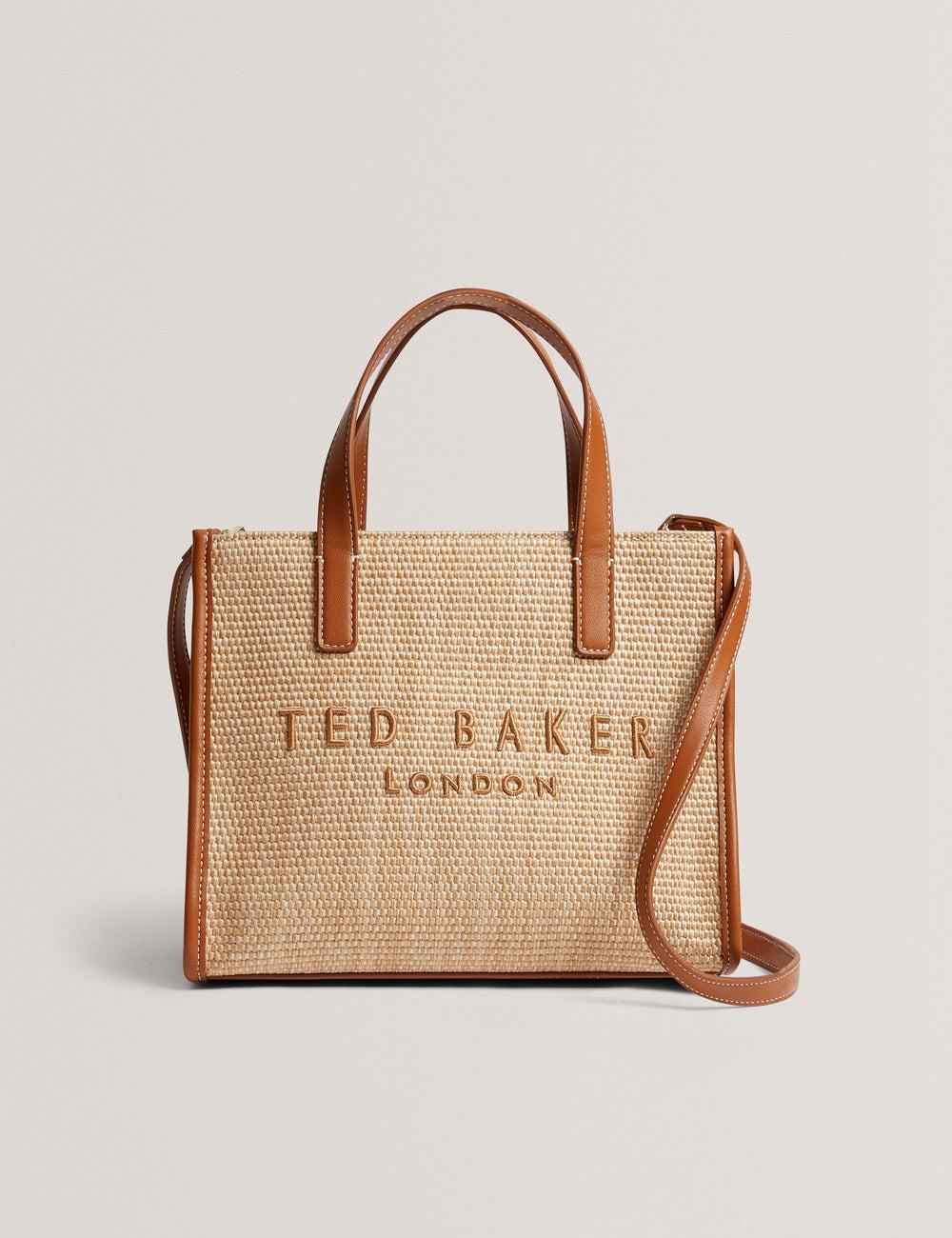 Camel Ted Baker PAOLINA - Faux Raffia PU Trim Small Women Tote Bags | Canada  QZT-425089