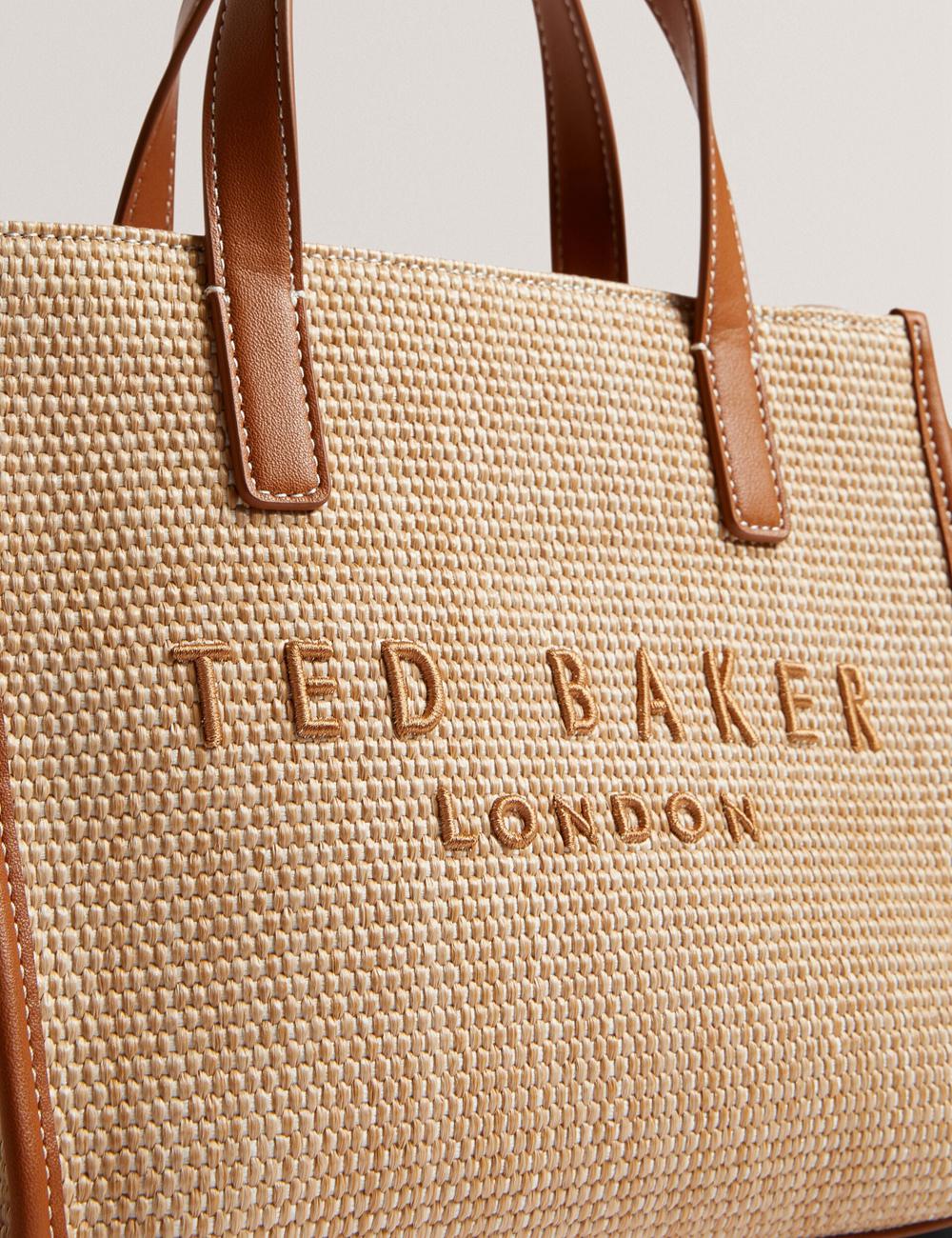 Camel Ted Baker PAOLINA - Faux Raffia PU Trim Small Women Tote Bags | Canada  QZT-425089
